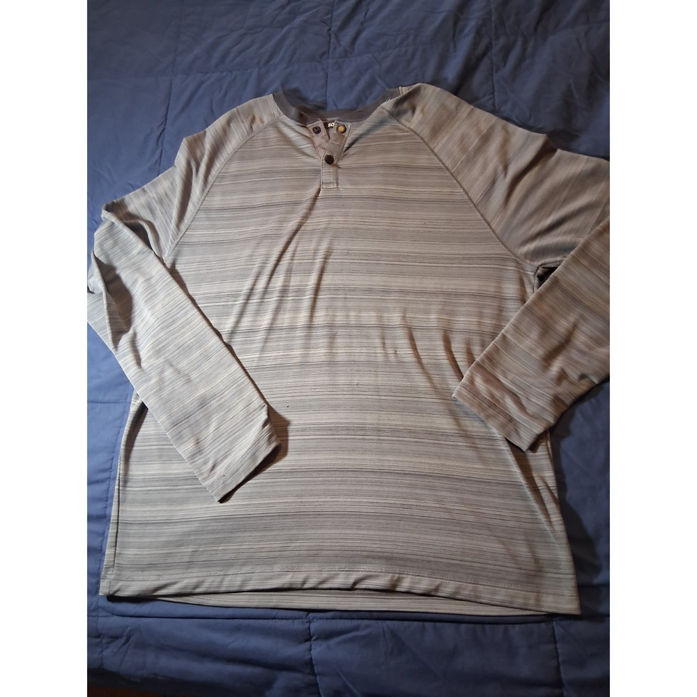 Solaris Men's Long Sleeve‎ Gray Henley Shirt Sized XL Fleece Lined